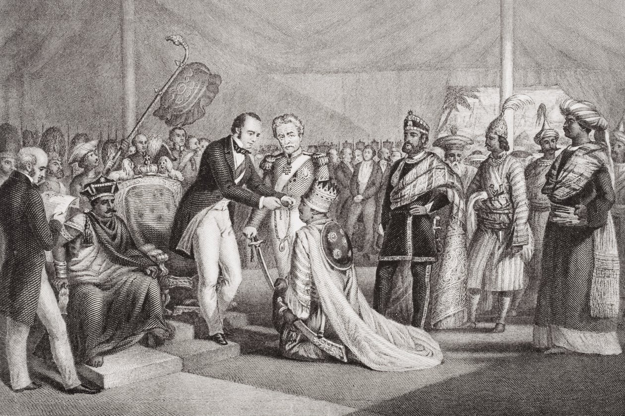 Velký durbar v Cawnpore po potlačení povstání Sepoyů, 1858, z knihy "Ilustrace z anglických a skotských dějin", II. díl od Marshall Claxton