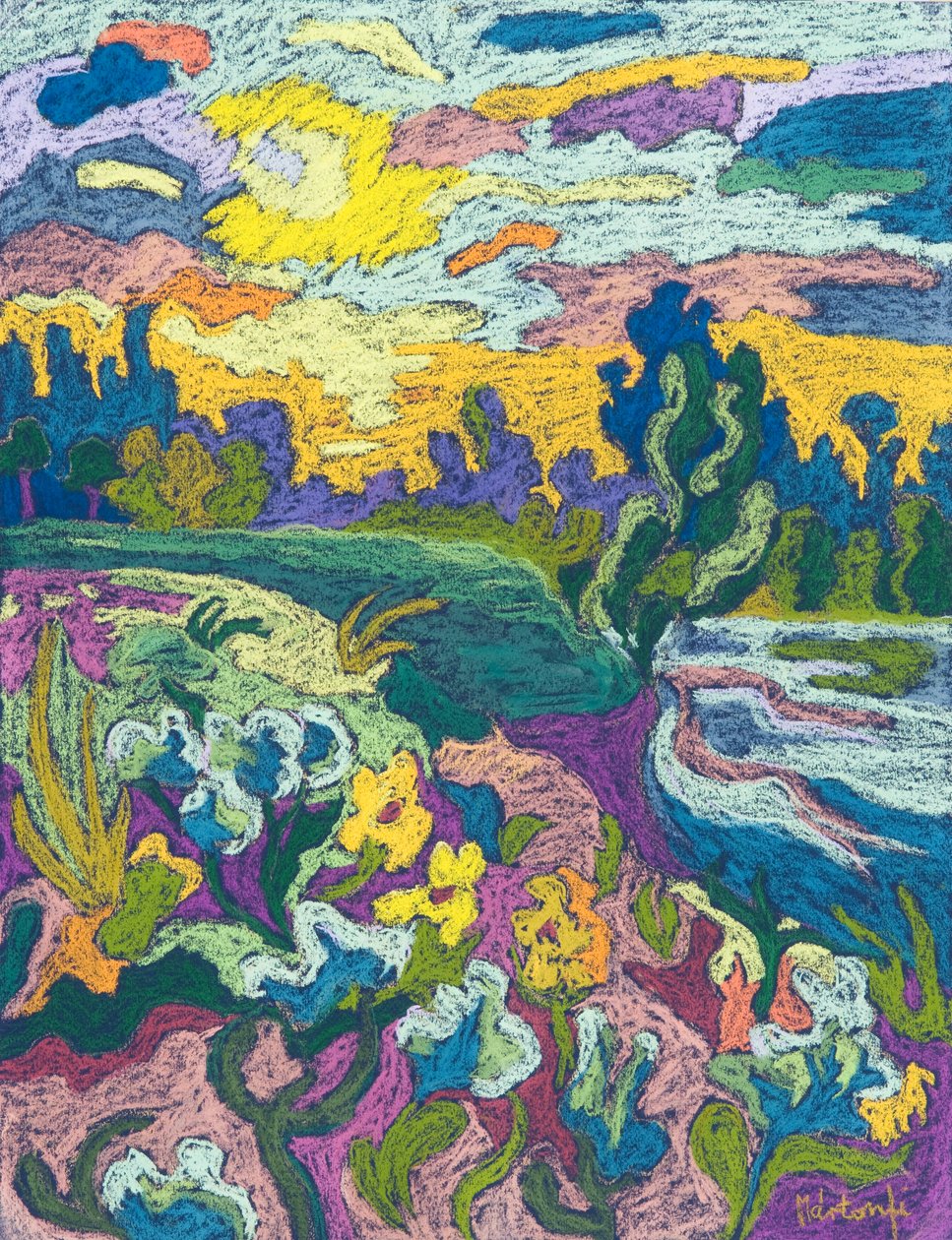 Blooming River Bank, 2009 (pastel na papíře) od Marta Martonfi Benke