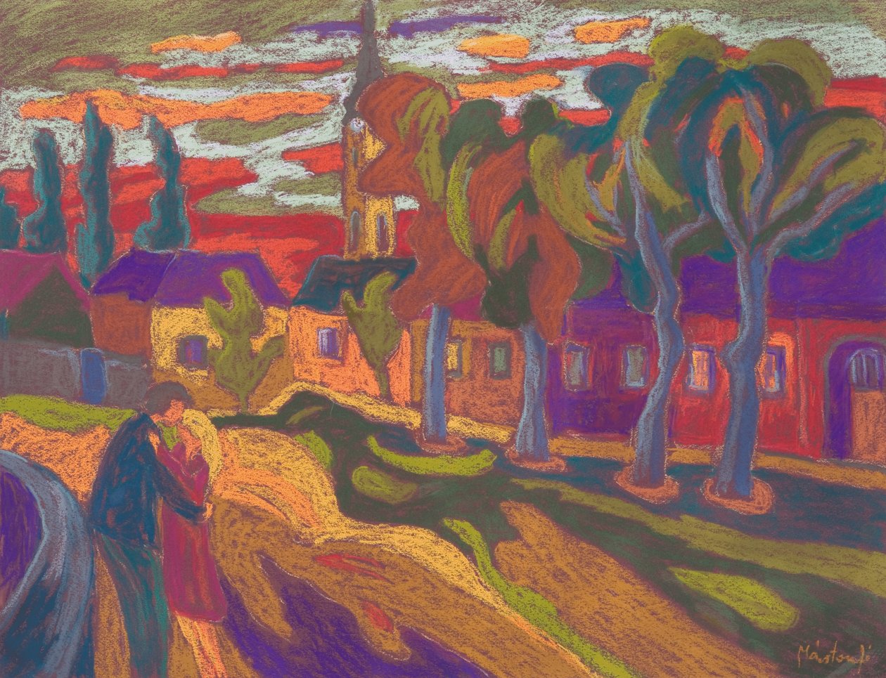Podzimní láska, 2008 (pastel na papíře) od Marta Martonfi Benke