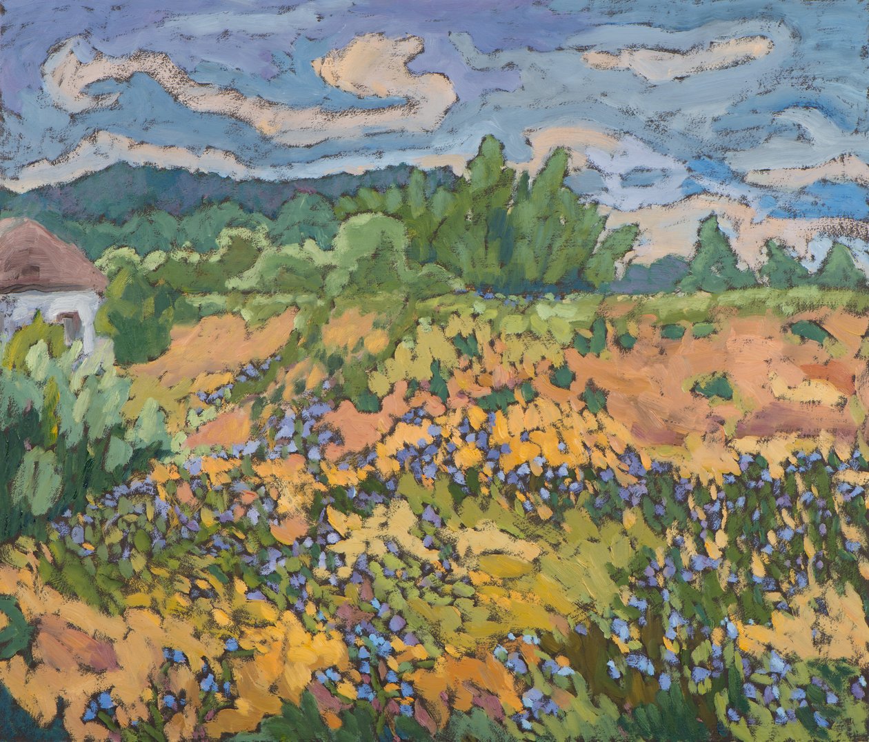 Wild Flowers on the Dyke Bank (2012) 60*70 cm, olej na desce od Marta Martonfi Benke
