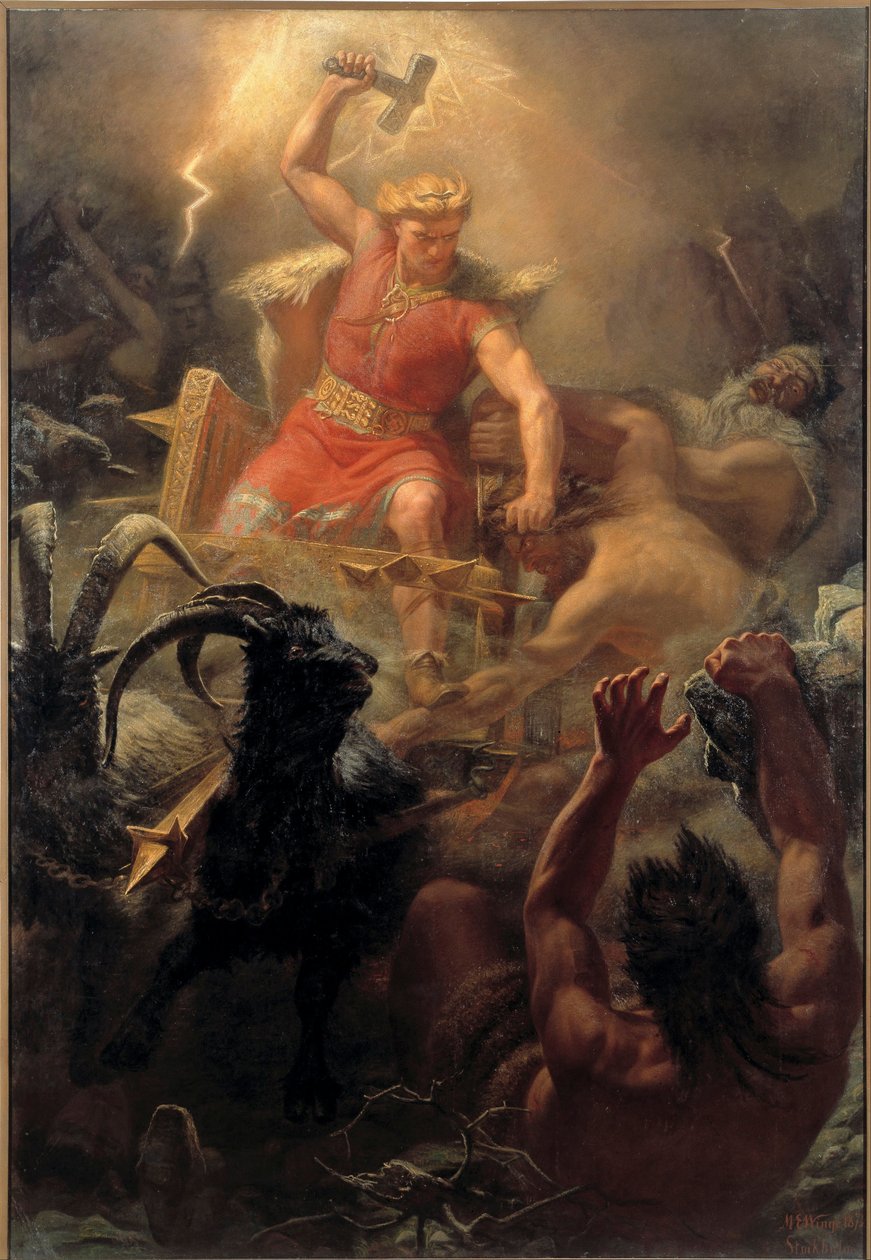 Le combat de Thor (Tor) avec les Geants - Thorův boj s obry - Winge, Marten Eskil (1825-1896) - 1872 - Olej na plátně - 484x333 - Nationalmuseum Stockholm od Mårten Eskil Winge