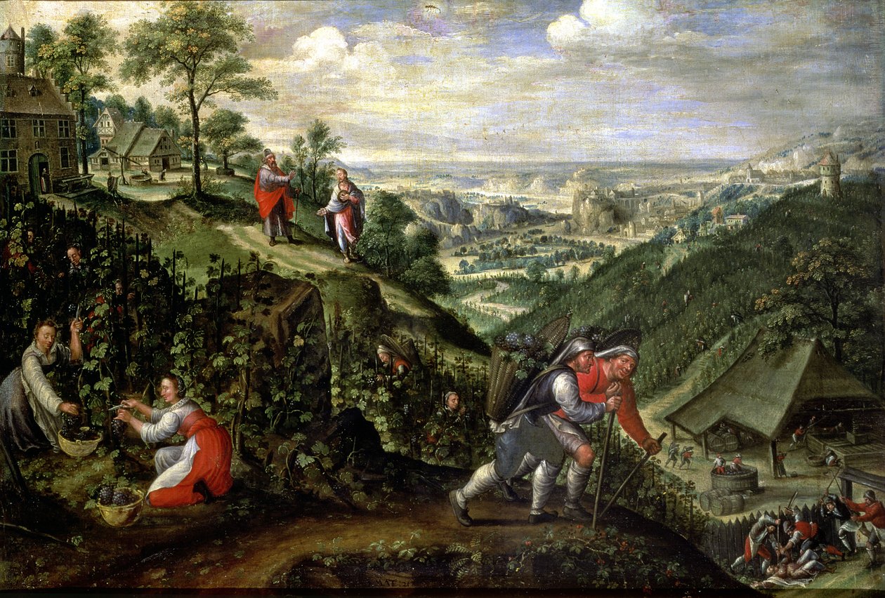 Říjen: Podobenství o špatných vinařích, kolem 1580-90 (olej na plátně) od Marten van Valckenborch