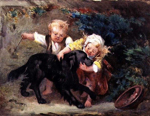 Šťastné trio (akvarel na papíře) od Martha Darley Mutrie