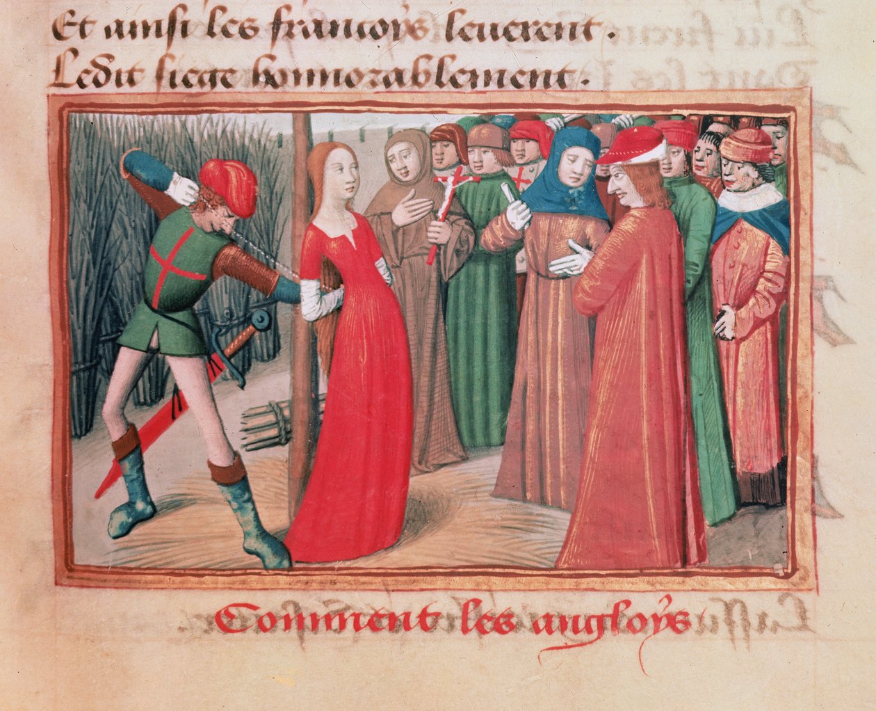 Paní Fr 5054 f.71 Johanka z Arku na sázce, z „Les Vigiles de Charles VII“ od Martial d