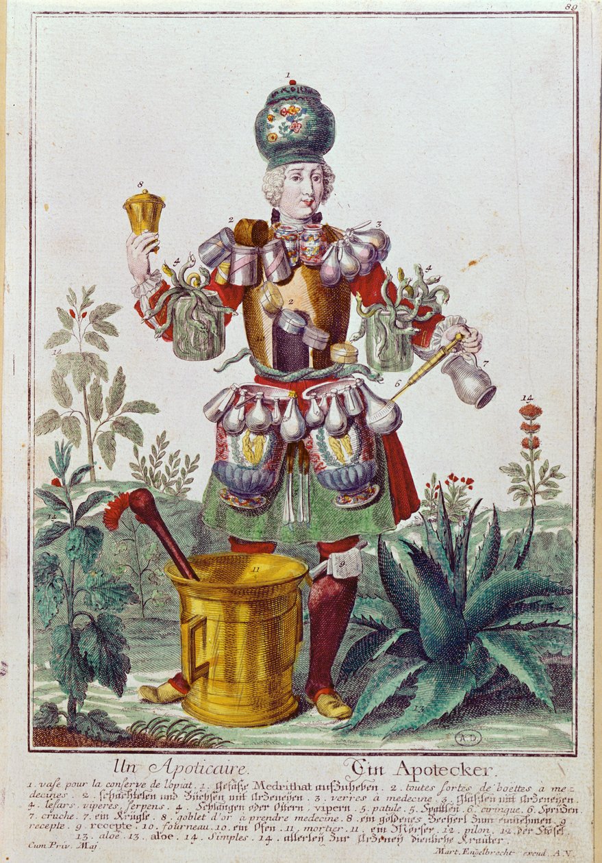 Lékárník, asi 1735 od Martin Engelbrecht