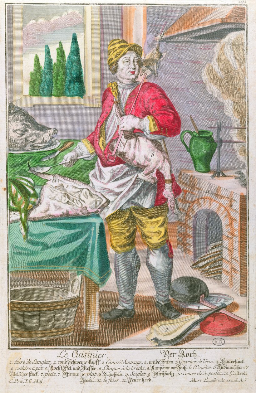 Kuchař, asi 1735 od Martin Engelbrecht