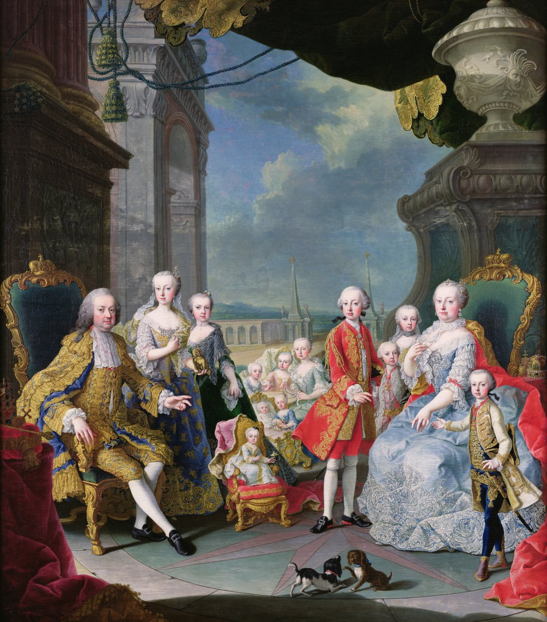 Franz Stephan I (1708-65) s manželkou Marií-Therese (1717-80) a jejich dětmi od Martin II Mytens or Meytens