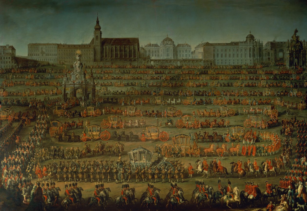 Příjezd Isabely Parmské u příležitosti její svatby s Josefem II., 1760 od Martin II Mytens or Meytens