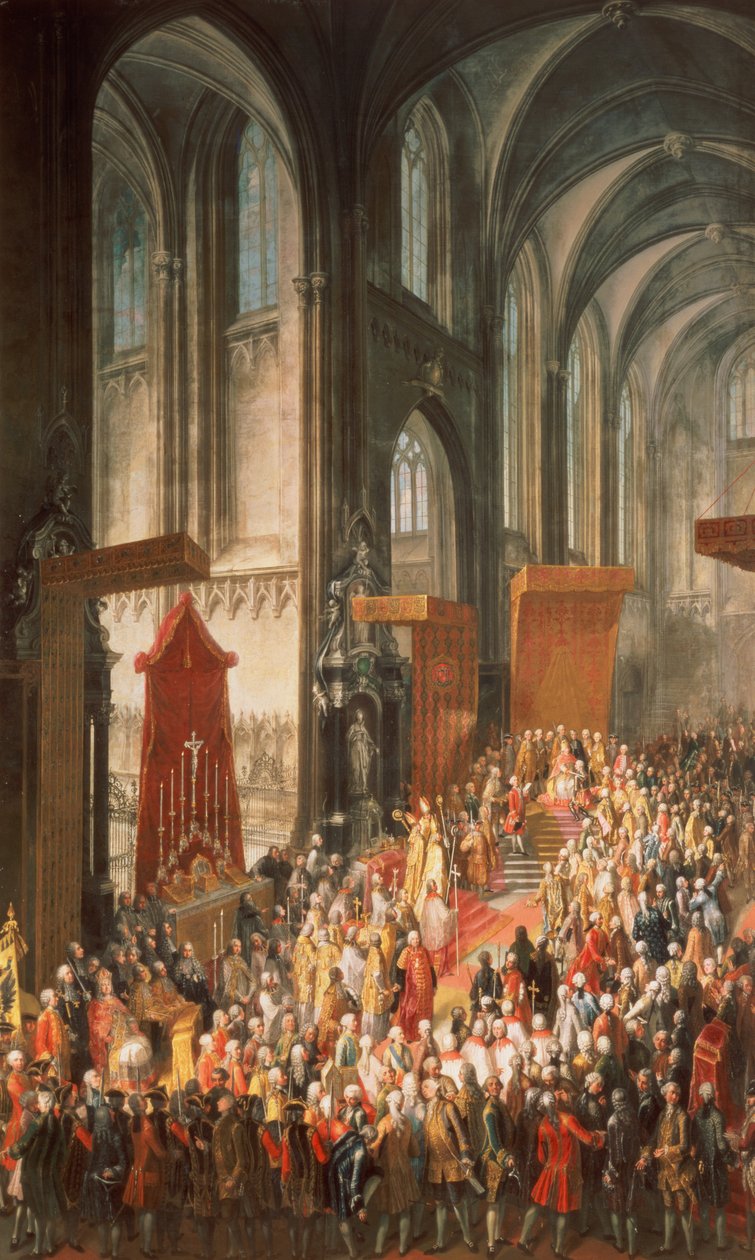 Investitura Josefa II. (1741-90) po jeho korunovaci na německého císaře ve frankfurtské katedrále, 1764 od Martin II Mytens or Meytens