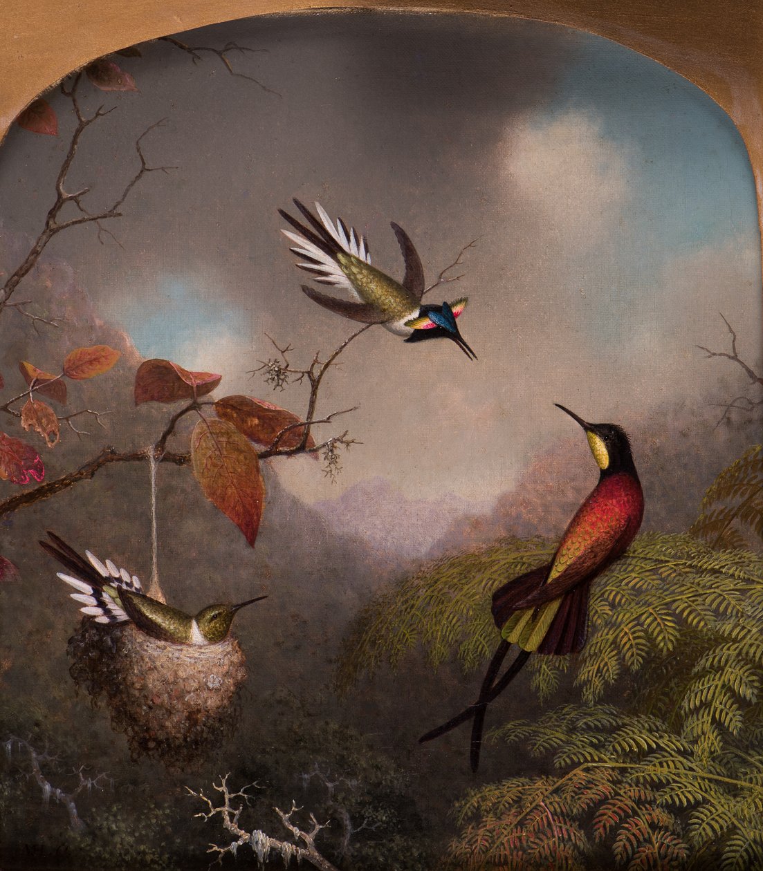 Kolibříci: Dva "Sungems" a "Crimson Topaz", 1866 od Martin Johnson Heade
