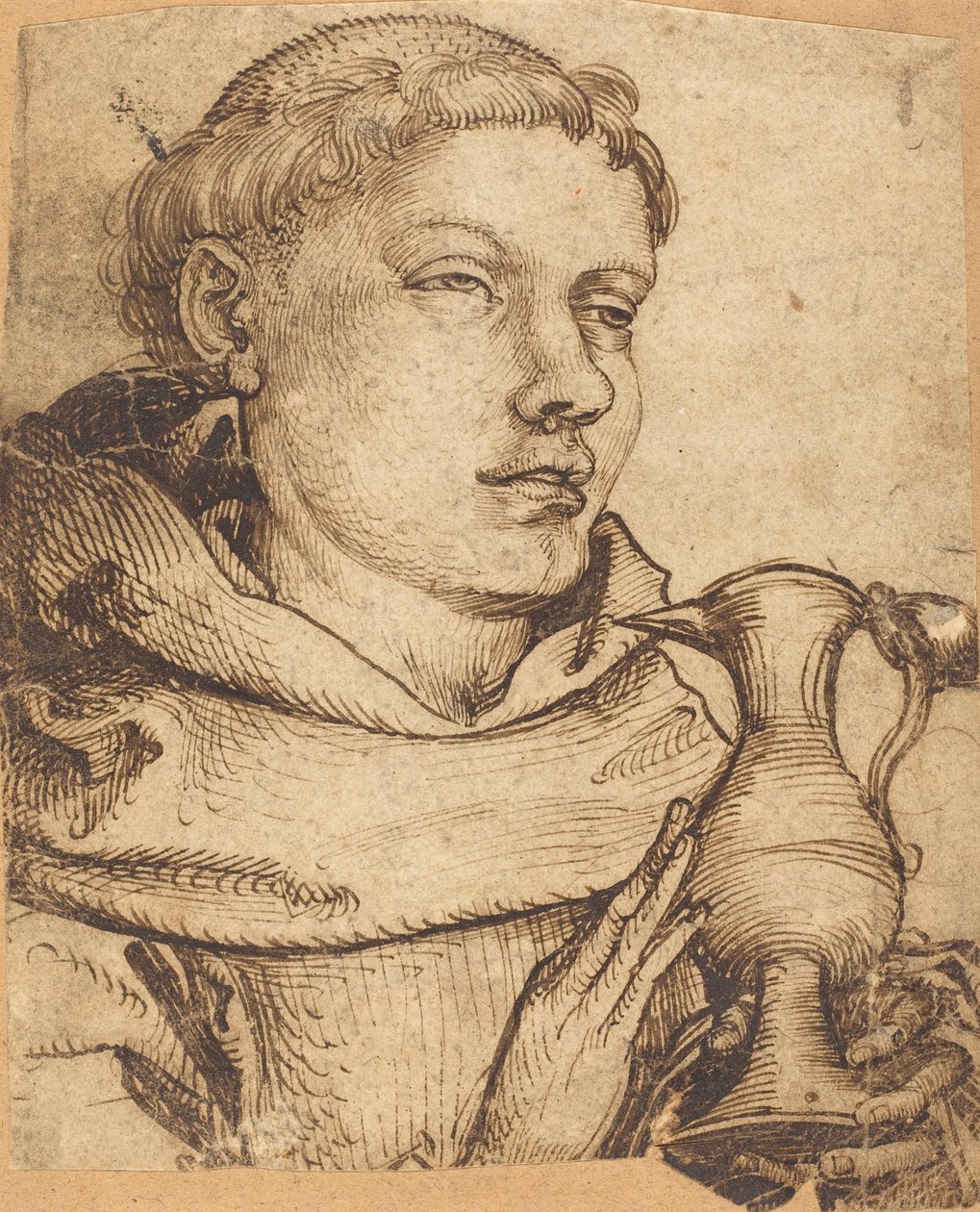 Busta mnicha, který pomáhá při přijímání od Martin Schongauer