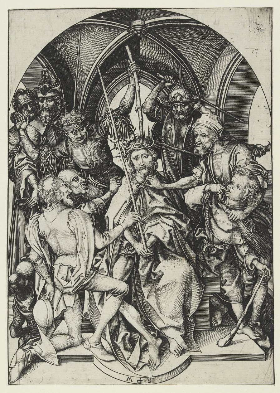 Kristus korunovaný trním od Martin Schongauer