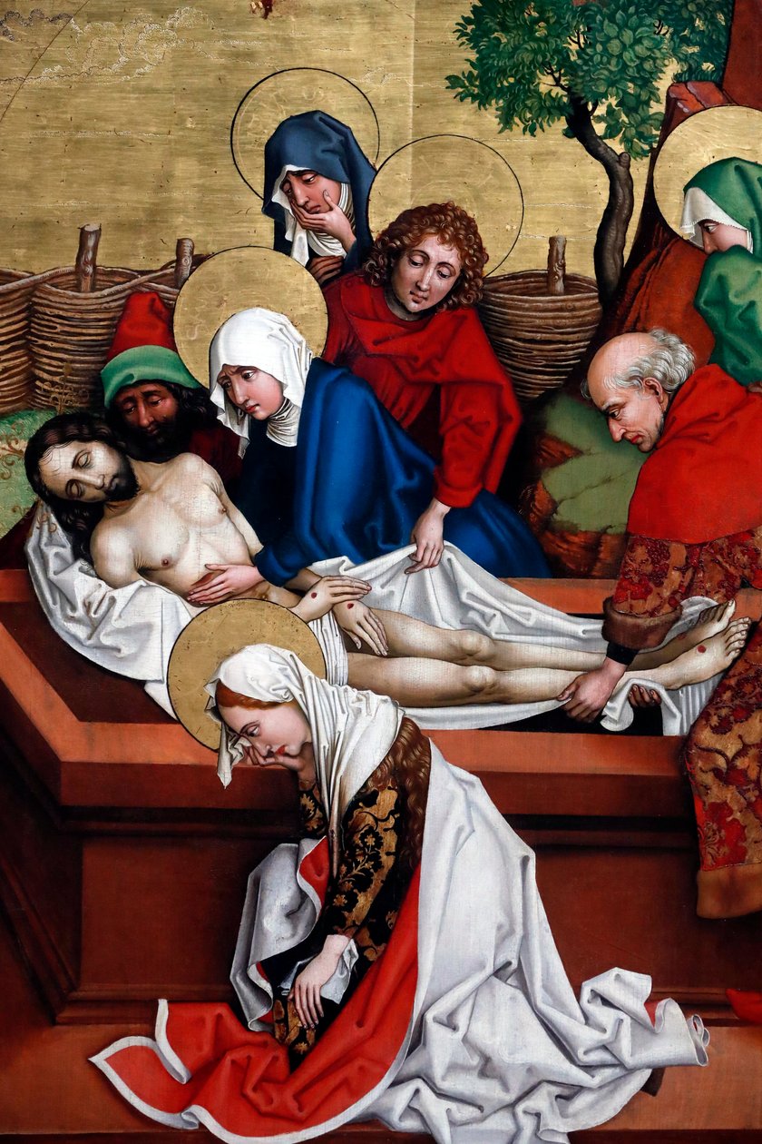 Ježíš je umístěn do hrobu (olej na dřevěné desce) od Martin Schongauer
