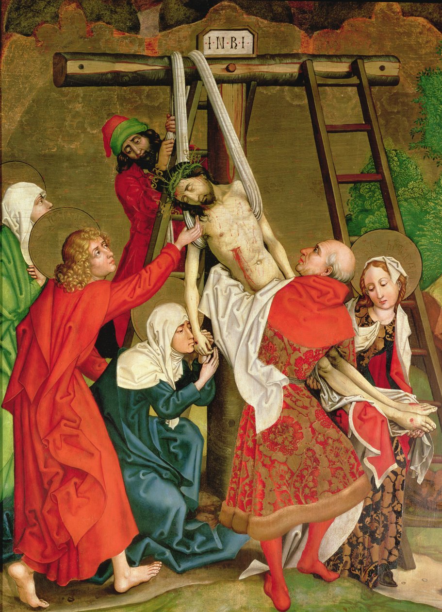 Sesazení, z oltářního obrazu dominikánů, asi 1470-80 od Martin Schongauer