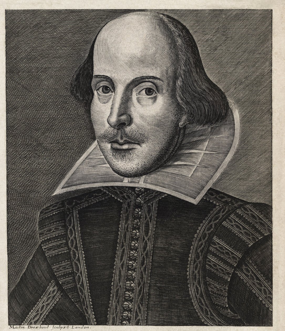 "William SHAKESPEARE (1564-1616) zastoupený Martinem Droeshoutem od Martin Droeshout