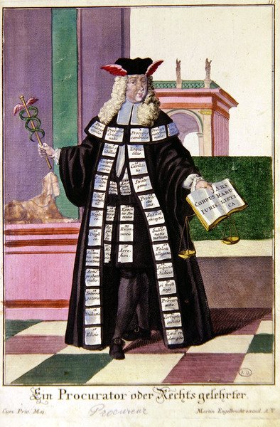 Státní zástupce, asi 1735 (rytina) od Martin Engelbrecht