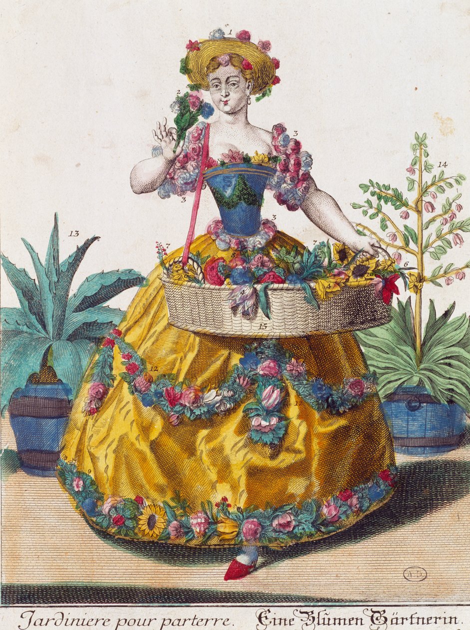 Gardener, rytina z Assemblage des nouveau manouvries habilles od Martina Engelbrechta (1684-1756), Německo od Martin Engelbrecht