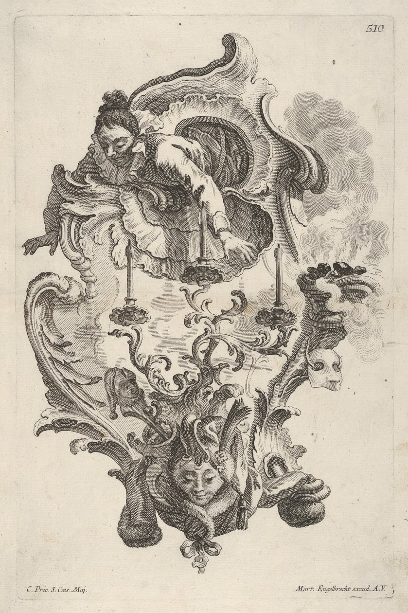 Sconce Representing Winter, od Sconce Representing the 4 Year Sides, asi 1730-56. od Martin Engelbrecht