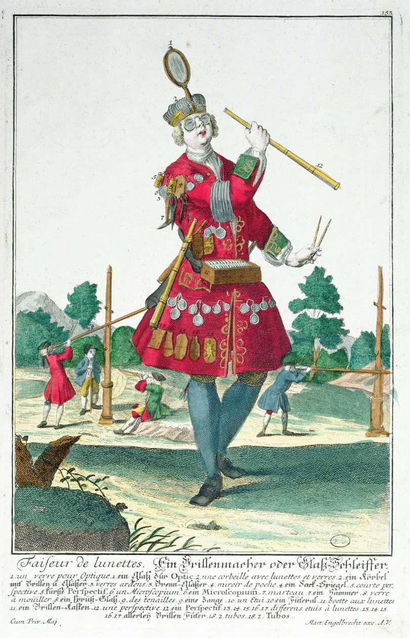 Výrobce brýlí, Augsburg 1735 od Martin Engelbrecht