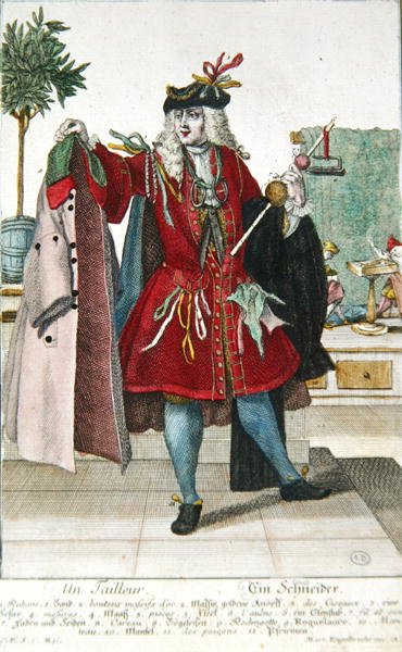 The Tailor, c.1735 (barevná rytina) od Martin Engelbrecht