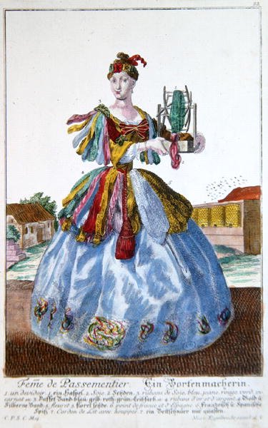 The Wife of a Soft Furnisher, c.1735 (barevná rytina) od Martin Engelbrecht