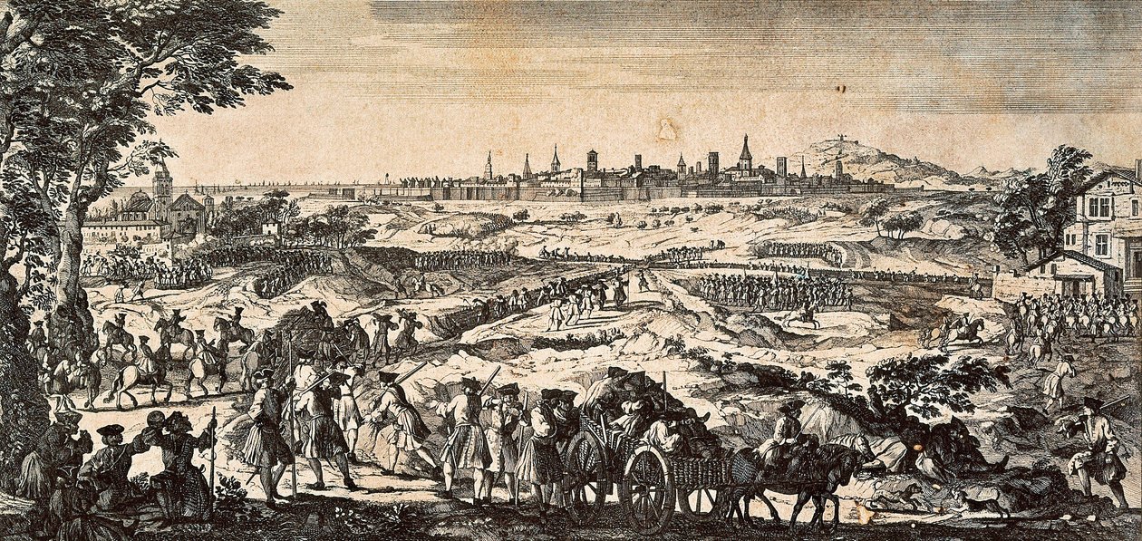 Válka o dědictví Španělska (1701-1714) mezi Francií a Španělskem, sídlem Barcelony od Martin Engelbrecht