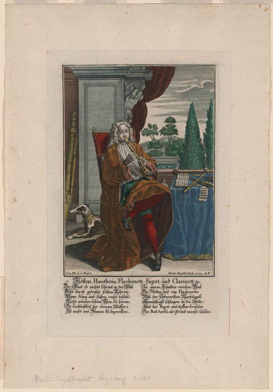 Dřevěné dechové nástroje, cca 1720-1730 od Martin Engelbrecht