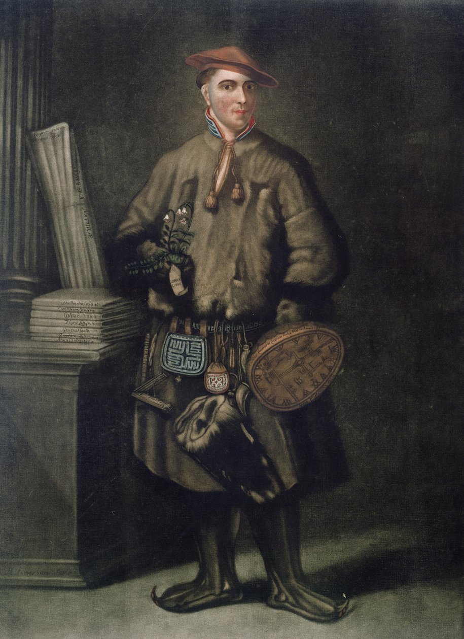 Carolus Linnaeus (1707-78) v laponském oděvu, vyryl Henry Kingsbury (fl.1775-98), publikováno 1805 od Martin Hoffman