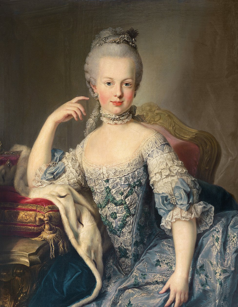 Arcivévodkyně Marie Antoinetta Habsbursko-Lotrinská (1755-93) 1767-68 od Martin II Mytens or Meytens