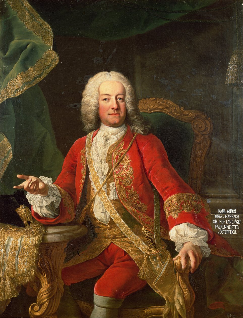 Hrabě Carl Anton von Harrach, sokolnický mistr a rakouský lord poručík od Martin II Mytens or Meytens