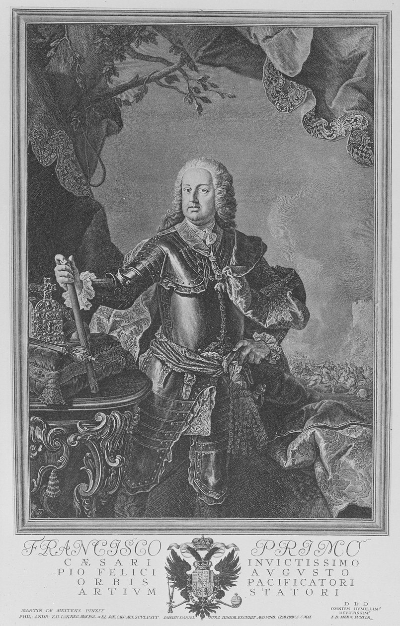 František I., císař Svaté říše římské, vyryl Philipp Andreas Kilian od Martin II Mytens or Meytens