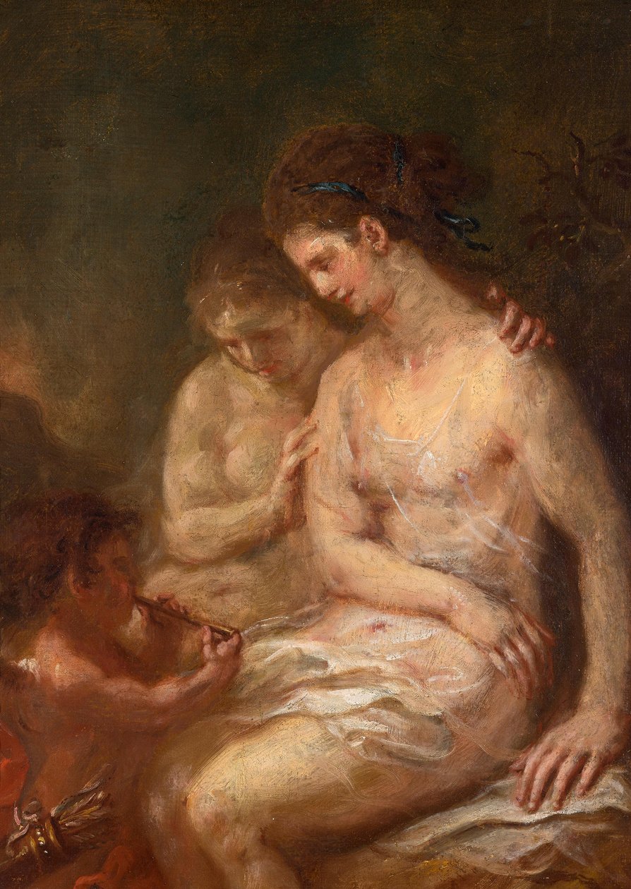 Dvě nymfy s Amorkem od Martin Johann Schmidt