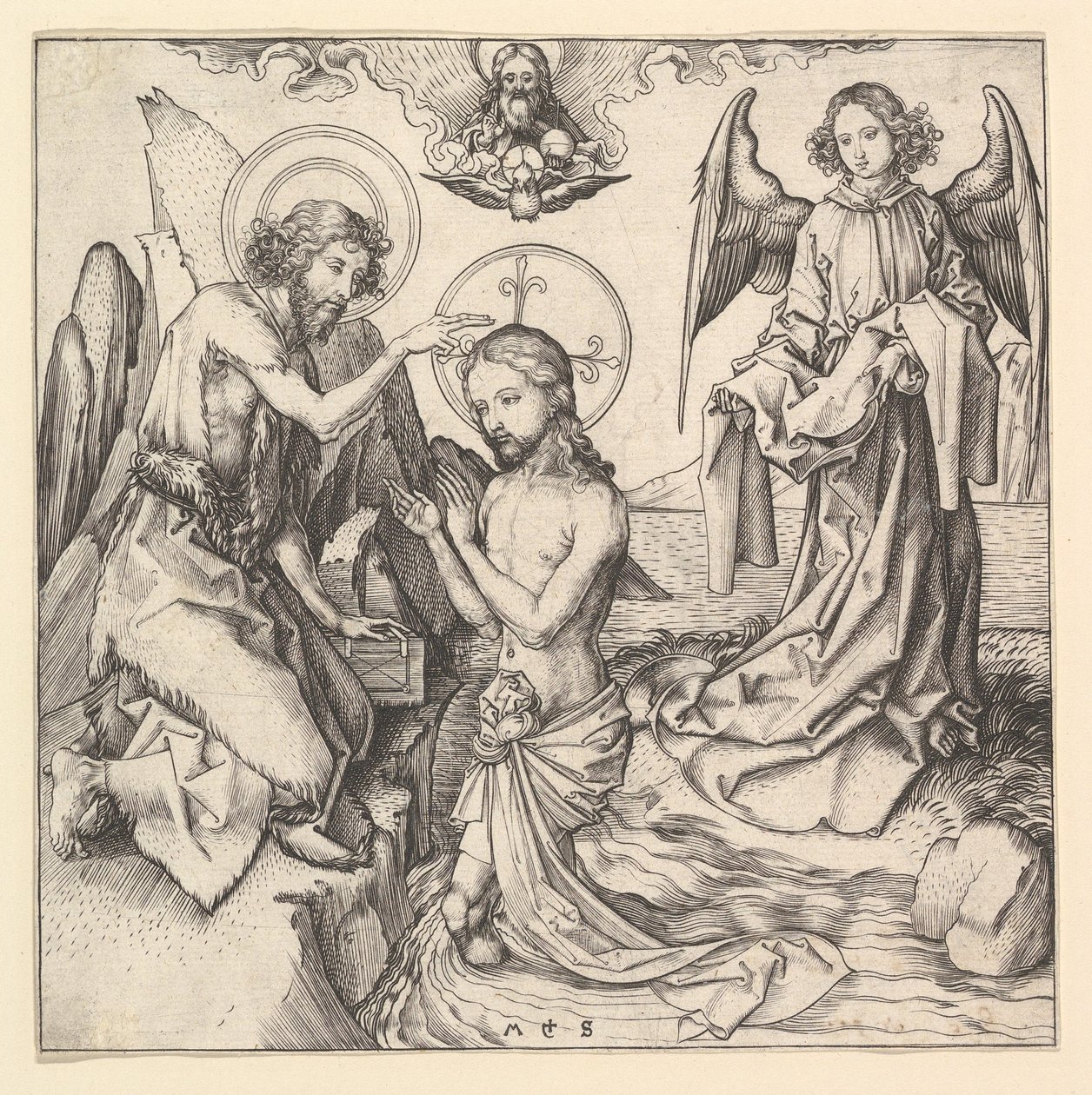 Křest Krista, ca. 1470-1474. od Martin Schongauer