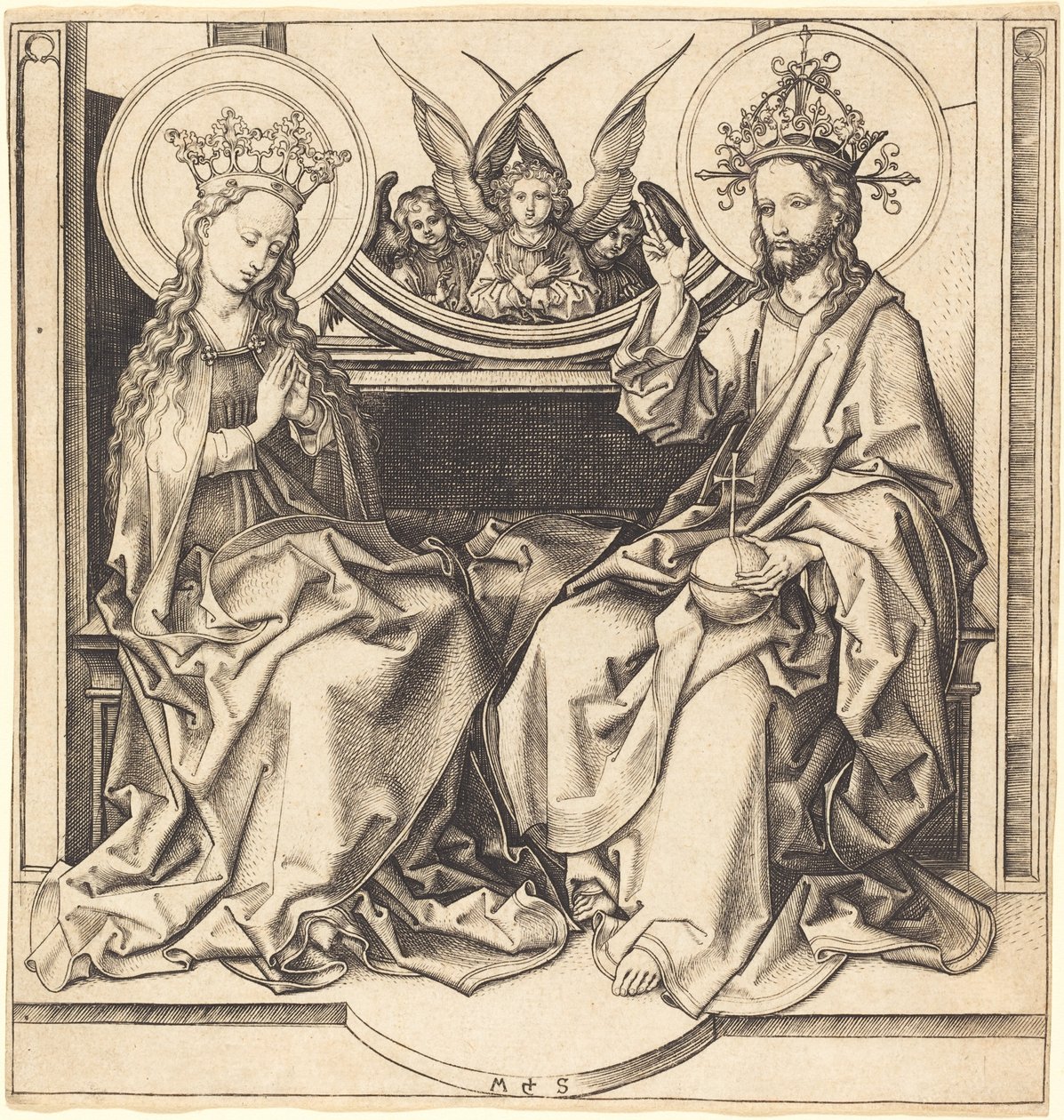 Kristus žehnající Panně od Martin Schongauer