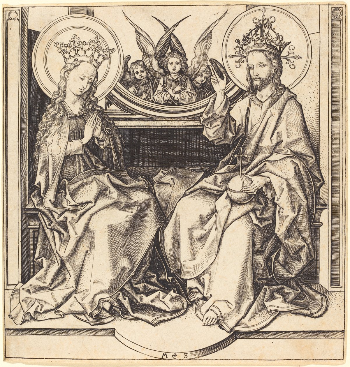 Kristus žehnající Panně od Martin Schongauer