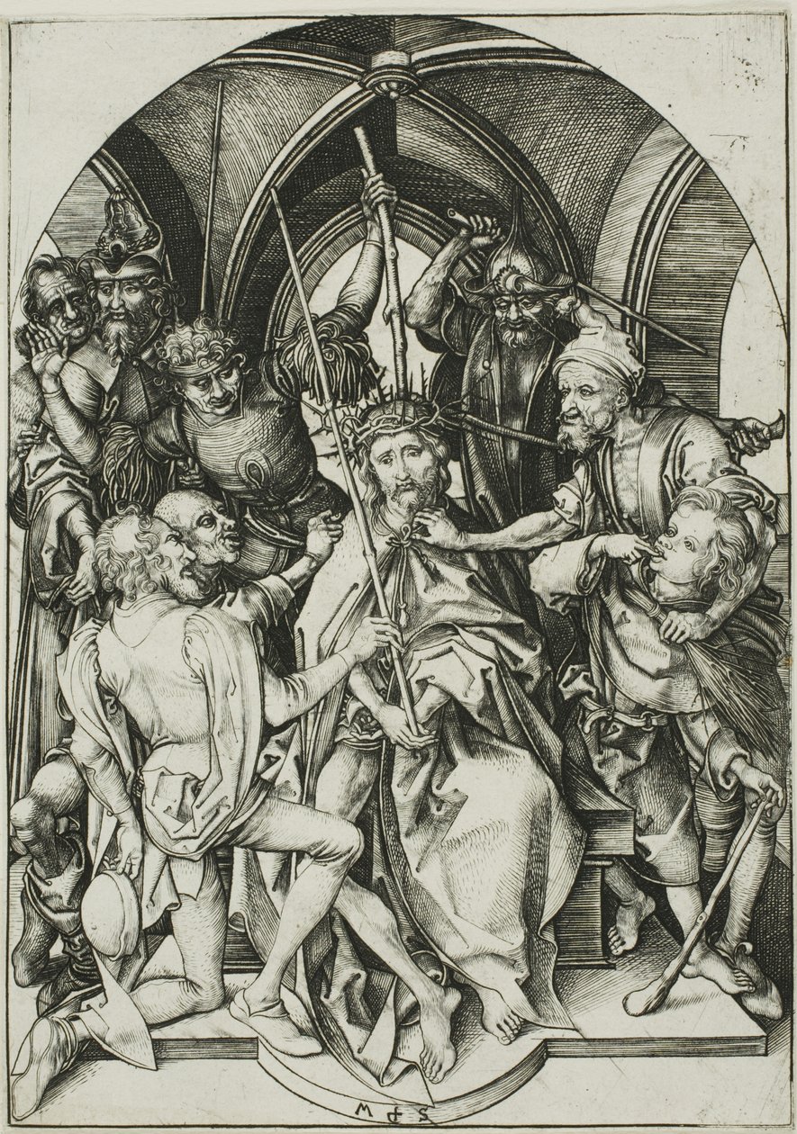 Kristus korunovaný trním, z Umučení od Martin Schongauer
