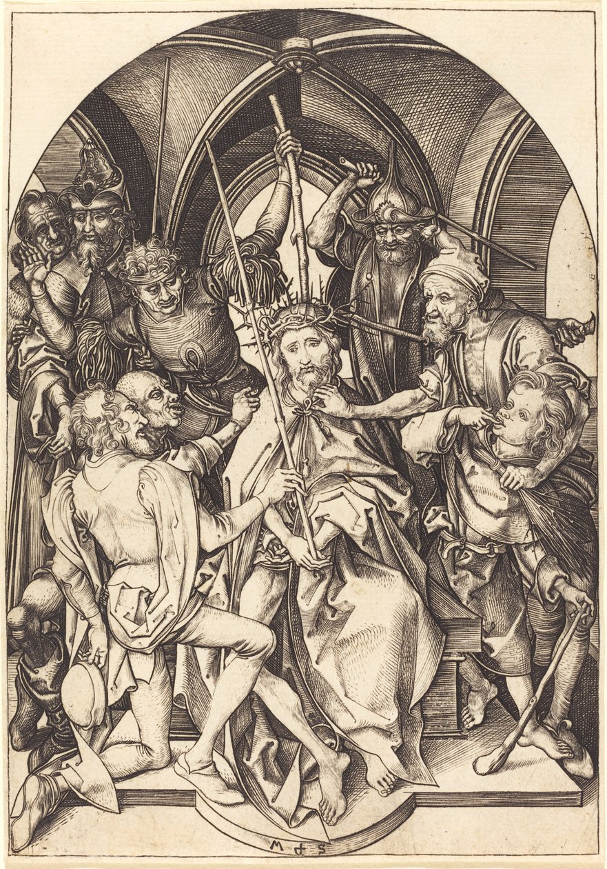 Kristus korunovaný trním od Martin Schongauer