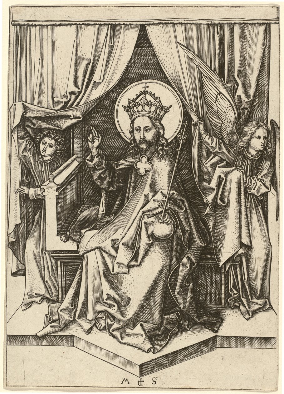 Kristus na trůnu se dvěma anděly od Martin Schongauer