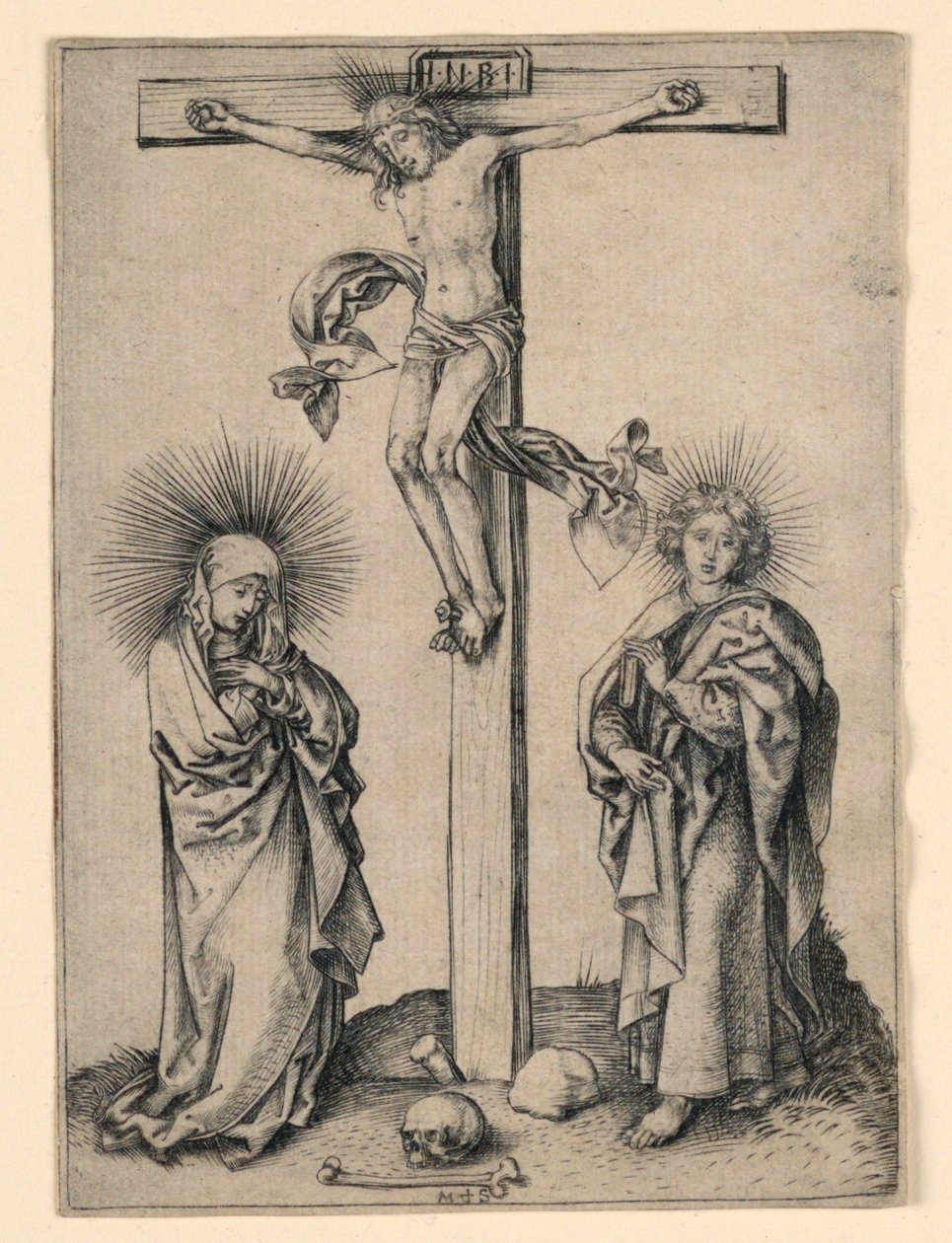 Kristus na kříži s Marií a Janem od Martin Schongauer
