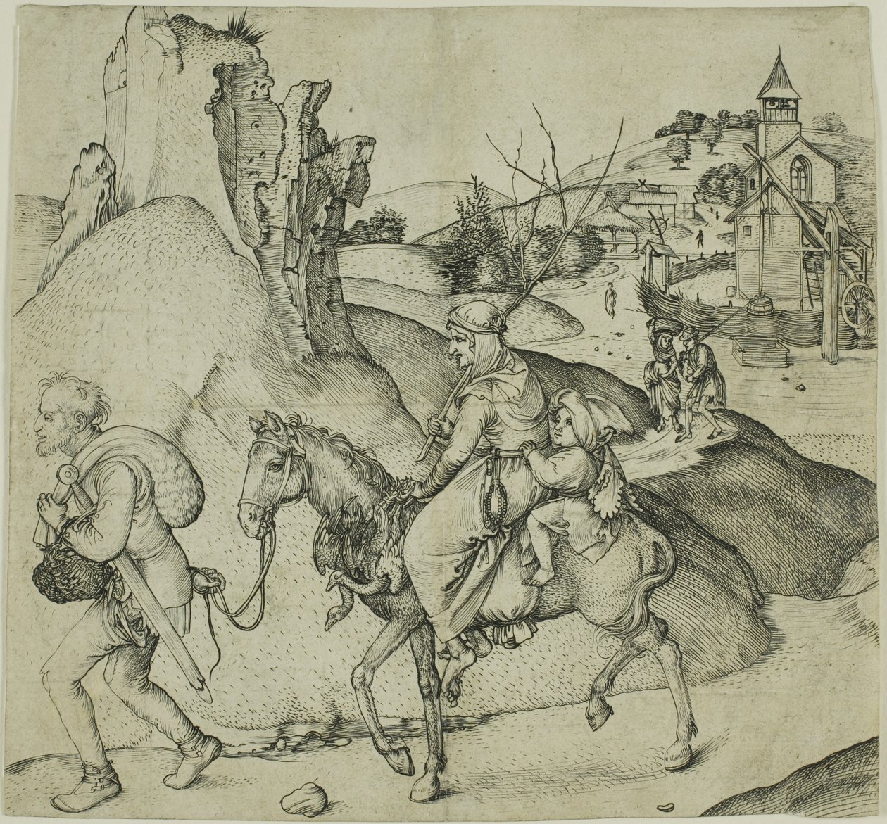 Rolnická rodina na trhu od Martin Schongauer