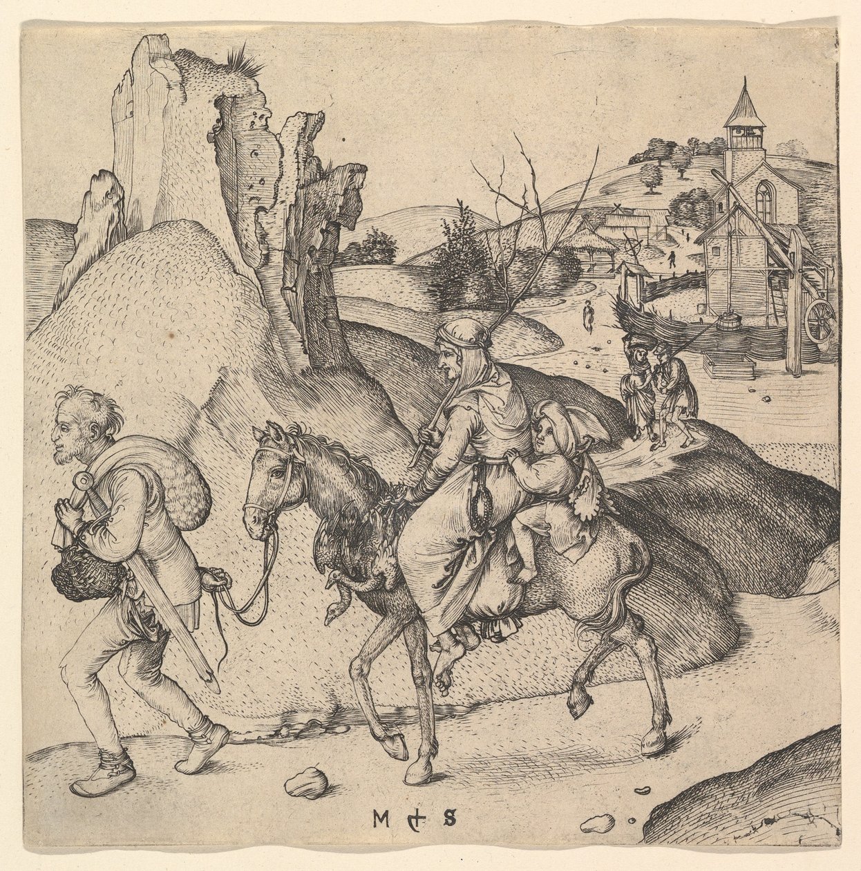 Rolnická rodina na trhu, ca. 1435-1491. od Martin Schongauer