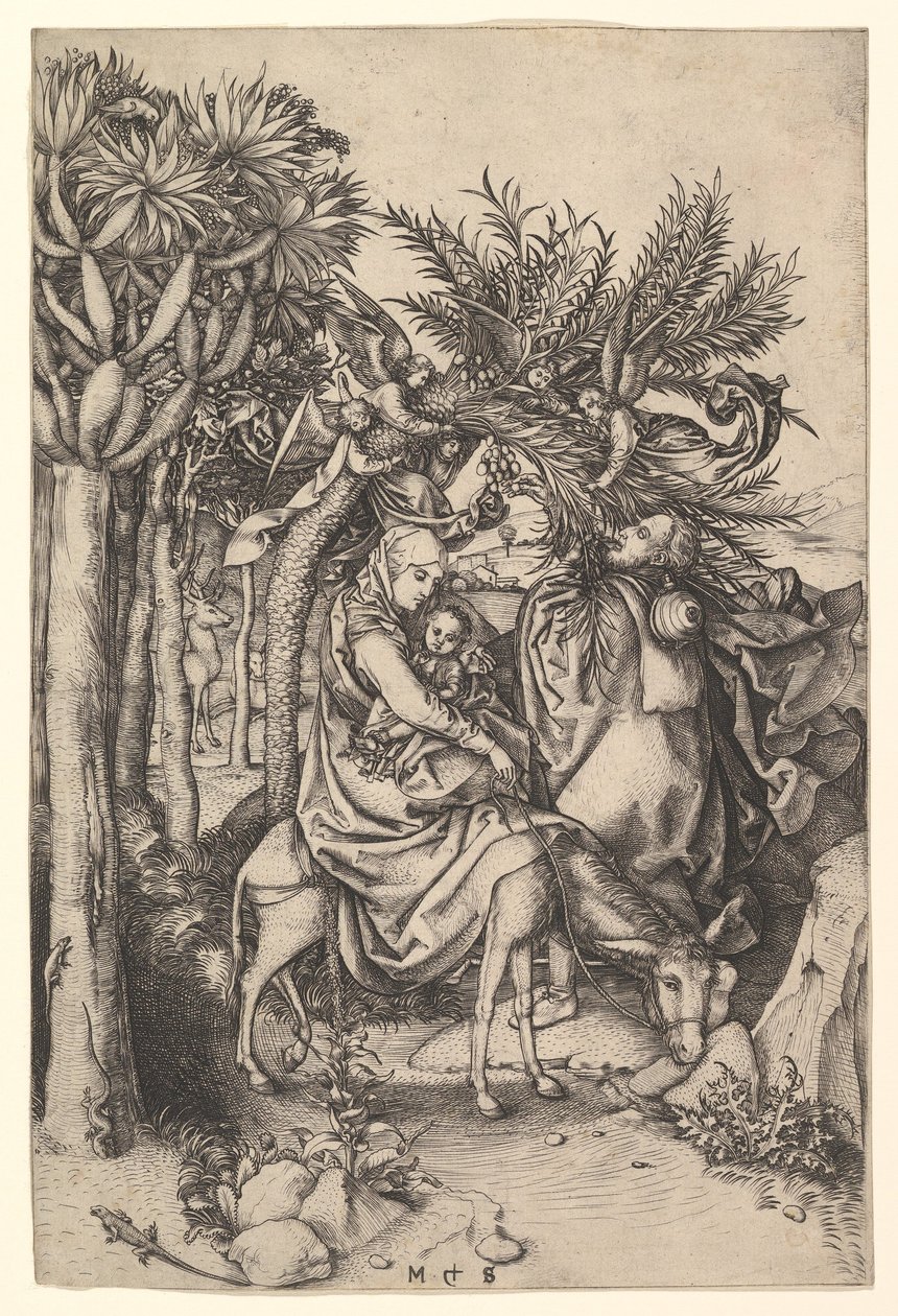 Odpočinek na letu do Egypta, ca. 1435-1491. od Martin Schongauer