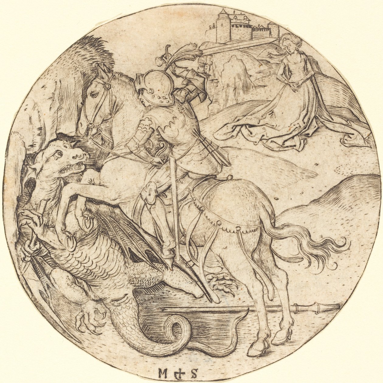 Svatý Jiří a drak od Martin Schongauer