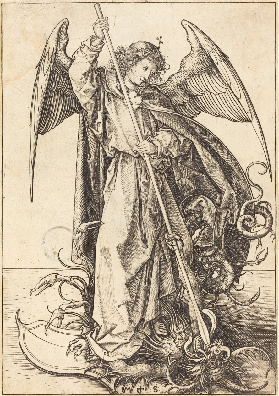 Svatý Michael zabíjí draka od Martin Schongauer