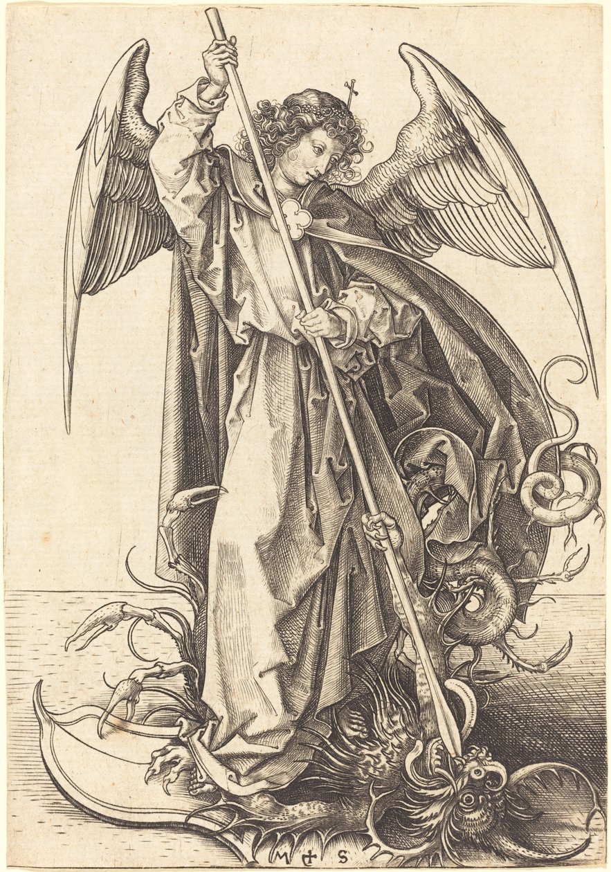Svatý Michael zabíjí draka od Martin Schongauer