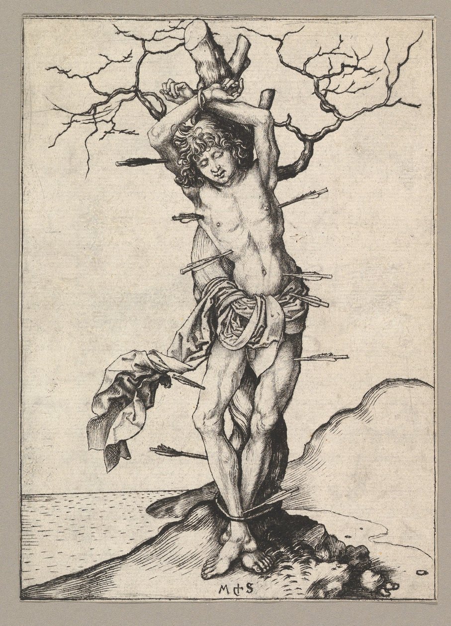 Svatý Šebestián, ca. 1435-1491. od Martin Schongauer
