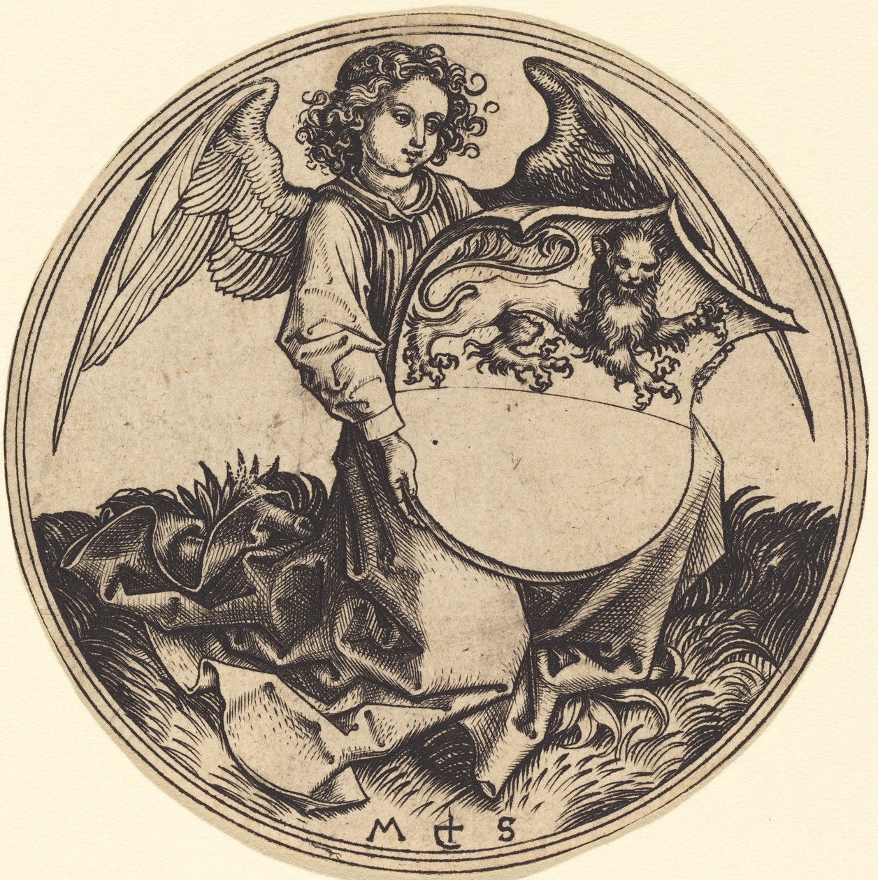 Štít se lvem, držený andělem od Martin Schongauer
