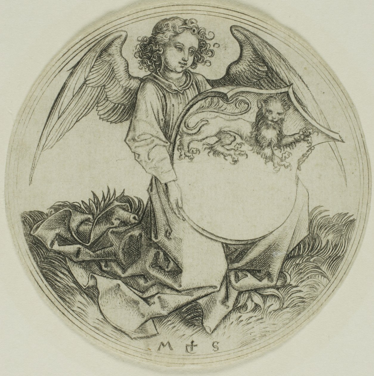 Štít se lvem, držený andělem od Martin Schongauer