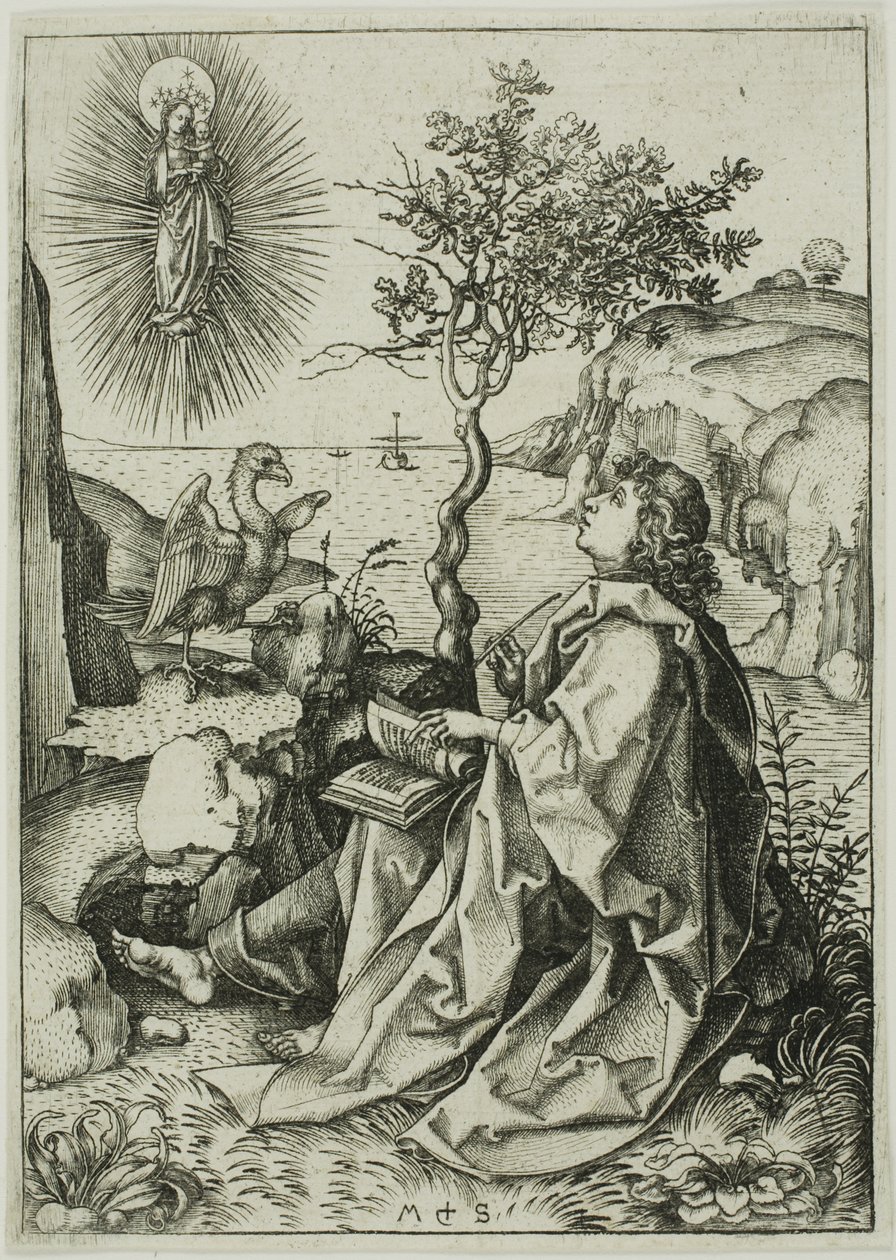 Svatý Jan Evangelista na Patmosu od Martin Schongauer
