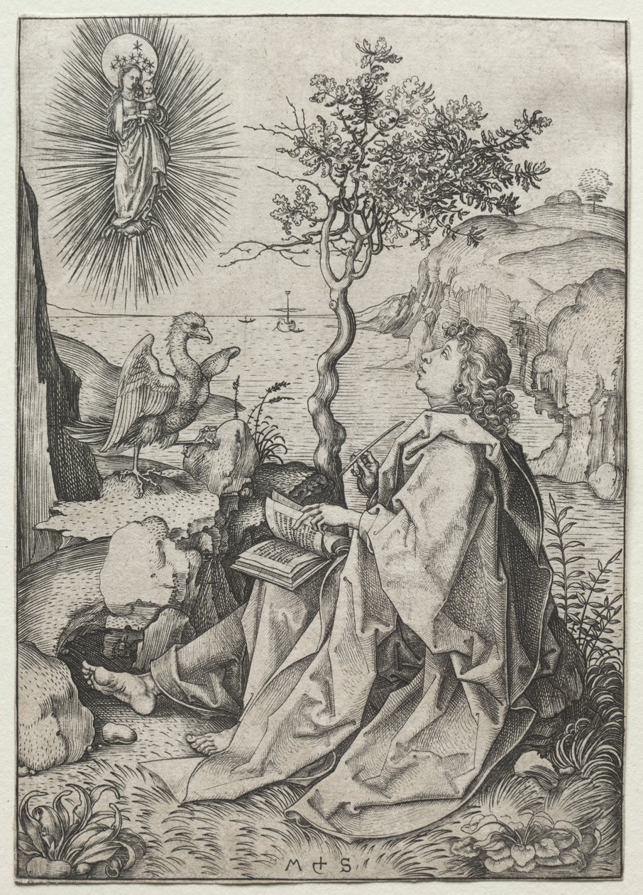 Svatý Jan Evangelista na ostrově Patmos od Martin Schongauer